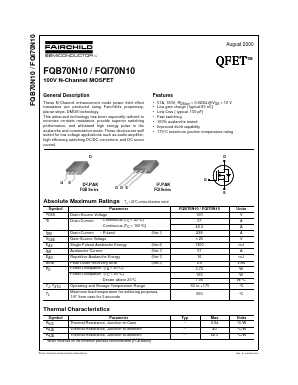 FQB70N10 Datasheet PDF Fairchild Semiconductor