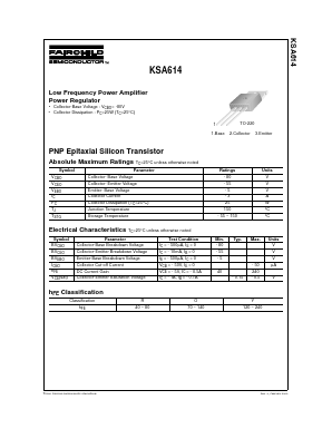 KSA614YTSTU Datasheet PDF Fairchild Semiconductor