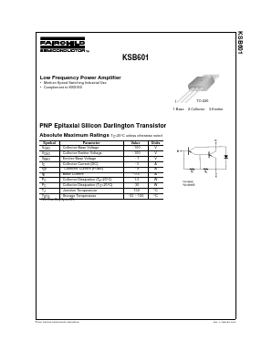 KSB601 Datasheet PDF Fairchild Semiconductor