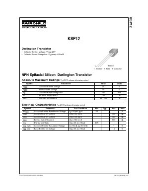 KSP12 Datasheet PDF Fairchild Semiconductor