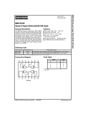 MM74C86 Datasheet PDF Fairchild Semiconductor