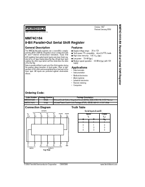 MM74C164M Datasheet PDF Fairchild Semiconductor