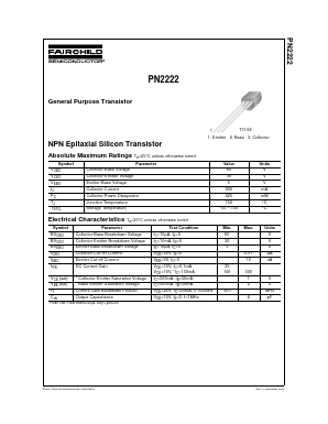 PN2222BU Datasheet PDF Fairchild Semiconductor