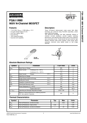 FQA11N90 Datasheet PDF Fairchild Semiconductor