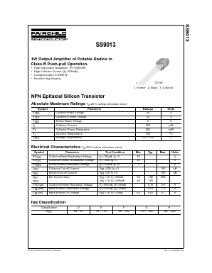 S9013 Datasheet PDF Fairchild Semiconductor