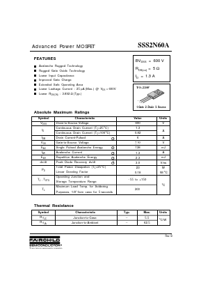 SSS2N60A Datasheet PDF Fairchild Semiconductor