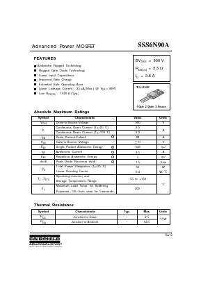 SSS6N90A Datasheet PDF Fairchild Semiconductor