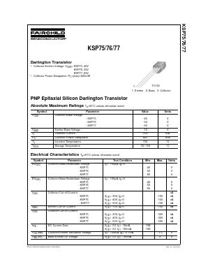 KSP76 Datasheet PDF Fairchild Semiconductor