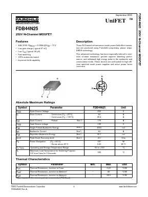 FDB44N25TM Datasheet PDF Fairchild Semiconductor