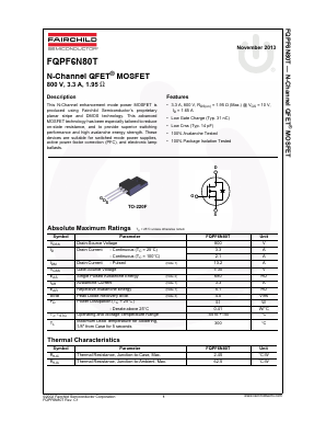 FQPF6N80T Datasheet PDF Fairchild Semiconductor