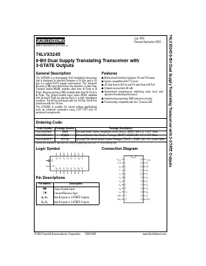 74LVX3245WM Datasheet PDF Fairchild Semiconductor