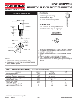 BPW36 Datasheet PDF Fairchild Semiconductor