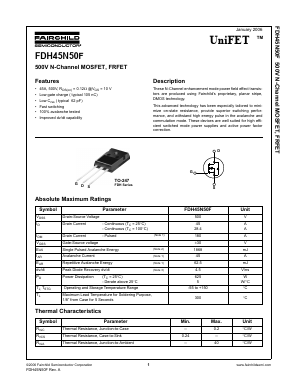 FDH45N50F Datasheet PDF Fairchild Semiconductor