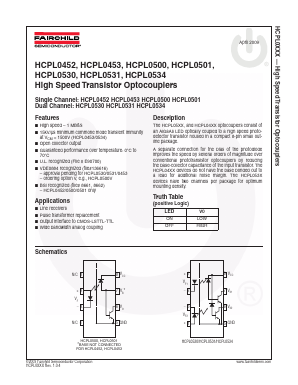 HCPL0530V Datasheet PDF Fairchild Semiconductor