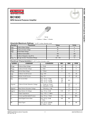 BC183C Datasheet PDF Fairchild Semiconductor