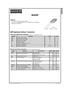 MJE200STU Datasheet PDF Fairchild Semiconductor