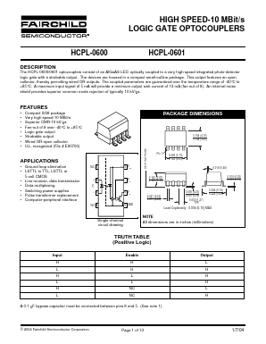 HCPL-0601 Datasheet PDF Fairchild Semiconductor