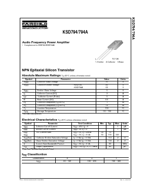 KSD794AYSTU Datasheet PDF Fairchild Semiconductor