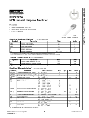 KSP2222ATF Datasheet PDF Fairchild Semiconductor