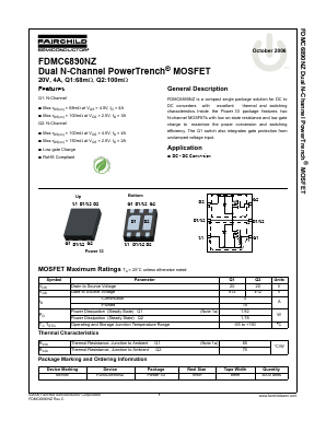 FDMC6890NZ Datasheet PDF Fairchild Semiconductor