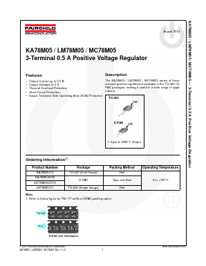 MC78M12CDTXM Datasheet PDF Fairchild Semiconductor