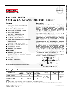 FAN53611AUC11X Datasheet PDF Fairchild Semiconductor