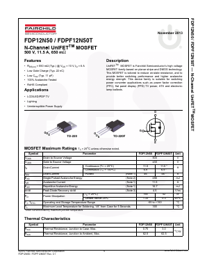 FDPF12N50T Datasheet PDF Fairchild Semiconductor