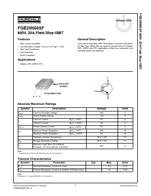 FGB20N60SF Datasheet PDF Fairchild Semiconductor