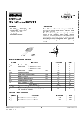 FDP65N06 Datasheet PDF Fairchild Semiconductor