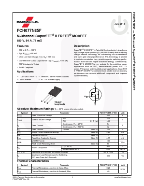 FCH077N65F_F155 Datasheet PDF Fairchild Semiconductor