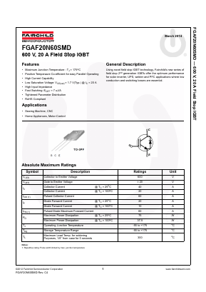 FGAF20N60SMD Datasheet PDF Fairchild Semiconductor
