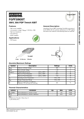 FGPF30N30T Datasheet PDF Fairchild Semiconductor