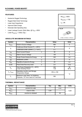 SSH8N80A Datasheet PDF Fairchild Semiconductor