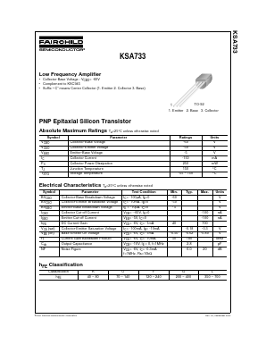 KSA733CO Datasheet PDF Fairchild Semiconductor