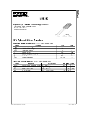 MJE340 Datasheet PDF Fairchild Semiconductor