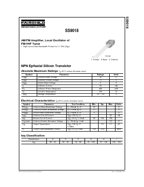 SS9018 Datasheet PDF Fairchild Semiconductor