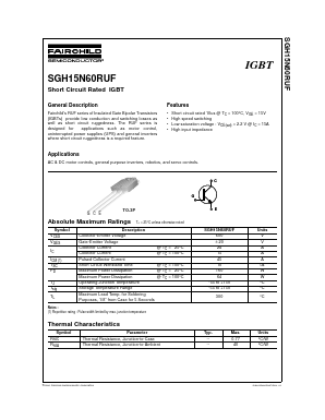 SGH15N60RUF Datasheet PDF Fairchild Semiconductor