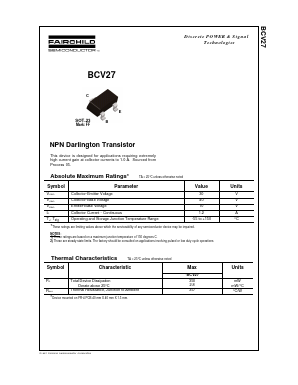 BCV27 Datasheet PDF Fairchild Semiconductor