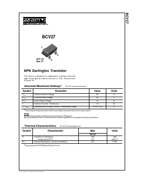 BCV27 Datasheet PDF Fairchild Semiconductor