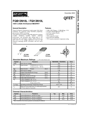 FQB13N10L Datasheet PDF Fairchild Semiconductor