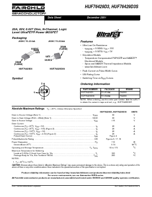 HUF76429D3 Datasheet PDF Fairchild Semiconductor