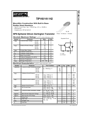 TIP140 Datasheet PDF Fairchild Semiconductor