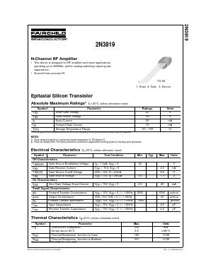 2N3819 Datasheet PDF Fairchild Semiconductor