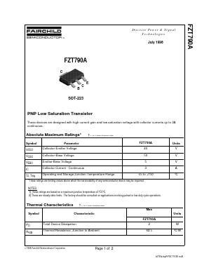 FZT790A Datasheet PDF Fairchild Semiconductor