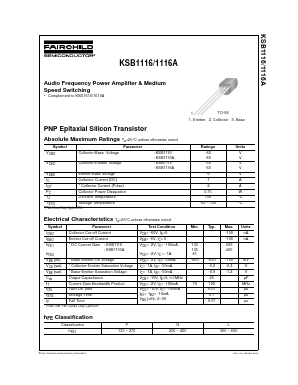 KSB1116A Datasheet PDF Fairchild Semiconductor