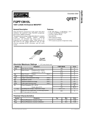 FQPF13N10L Datasheet PDF Fairchild Semiconductor