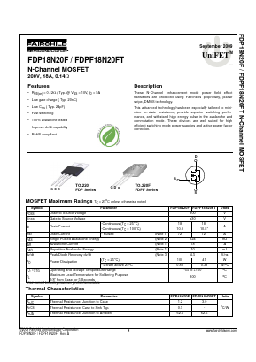 FDP18N20F Datasheet PDF Fairchild Semiconductor