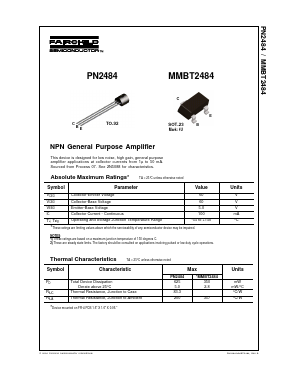 PN2484 Datasheet PDF Fairchild Semiconductor