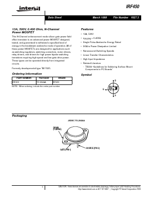 IRF450 Datasheet PDF Fairchild Semiconductor