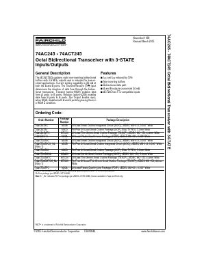 74ACT245 Datasheet PDF Fairchild Semiconductor